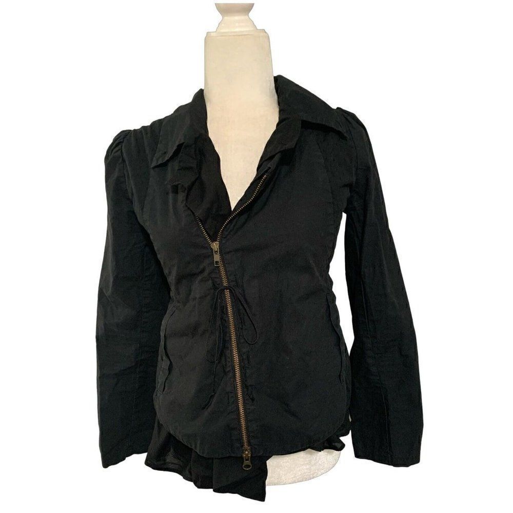 trosman womens solid black long sleeve jacket 38 small